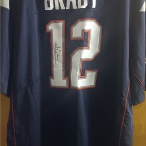 Nike Navy Men’s Football Jersey with White & Orange Accents - #12